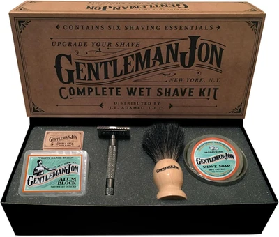Kit de afeitado de seguridad - Juego de afeitado de afeitado en húmedo vintage para hombre, con moda antigua - Imagen 1 de 4