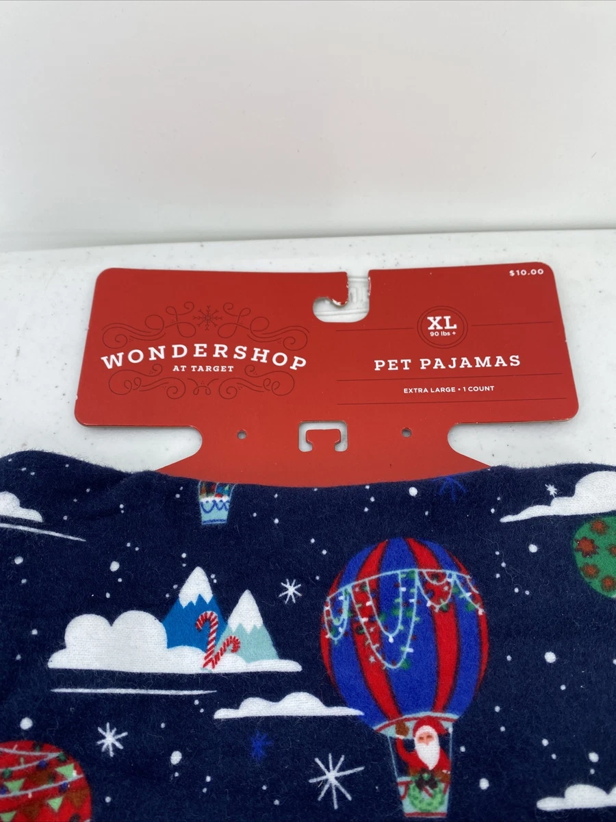 Wondershop Pet Pajamas Dog XL Christmas Flannel Santa Hot Air Balloon