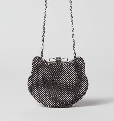 Kimchi Blue Hello Rhinestones Here Kitty Kitty Clutch Bag Detachable Chain NWOT