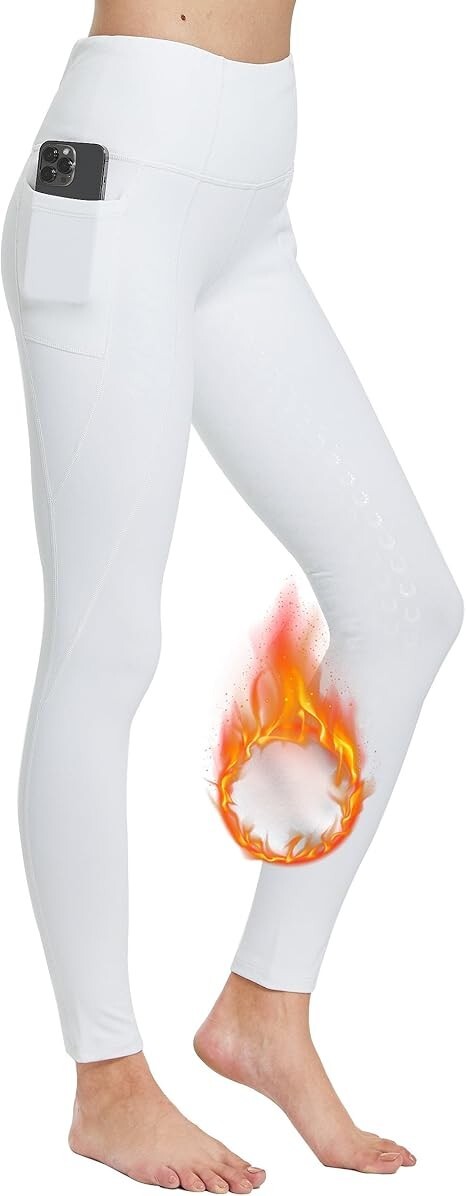 Medias de equitación de asiento completo de invierno para mujer FitsT4 forradas de lana para montar a caballo S