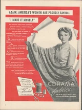 1942 COHAMA FABRICS AD- "FEATHER FLANNEL"