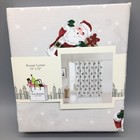 Isaac Mizrahi Christmas Santa Claus Shower Curtain Snowflake Red Silver Holiday
