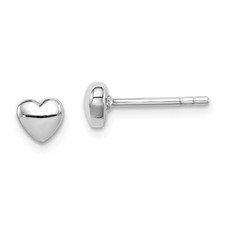 .925 Sterling Silver Rhodium Plated Polished 5mm Heart Post Earrings