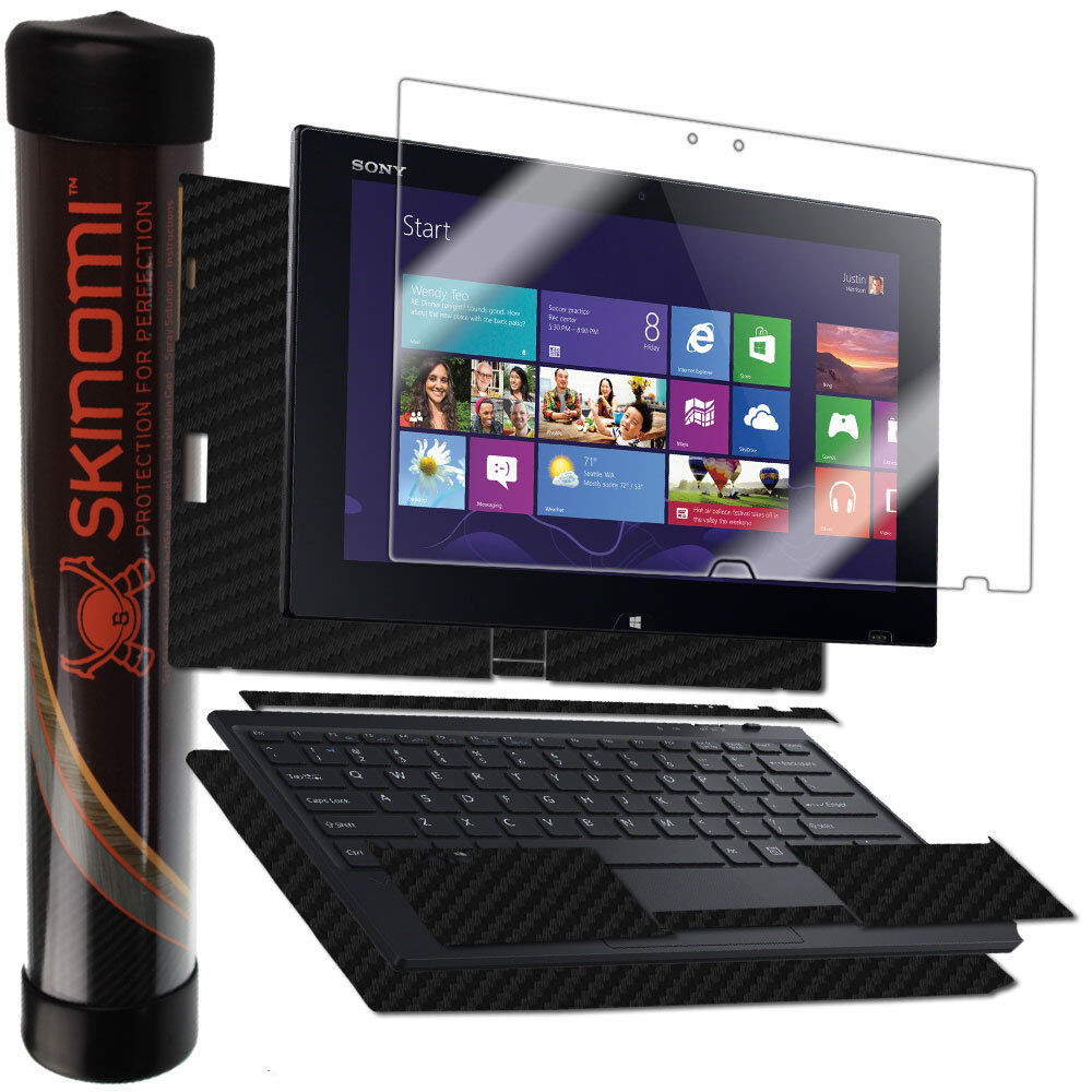 Skinomi Carbon Fiber Black Skin for Sony Vaio Tap 11 Keyboard+Tablet SVT11213CXB