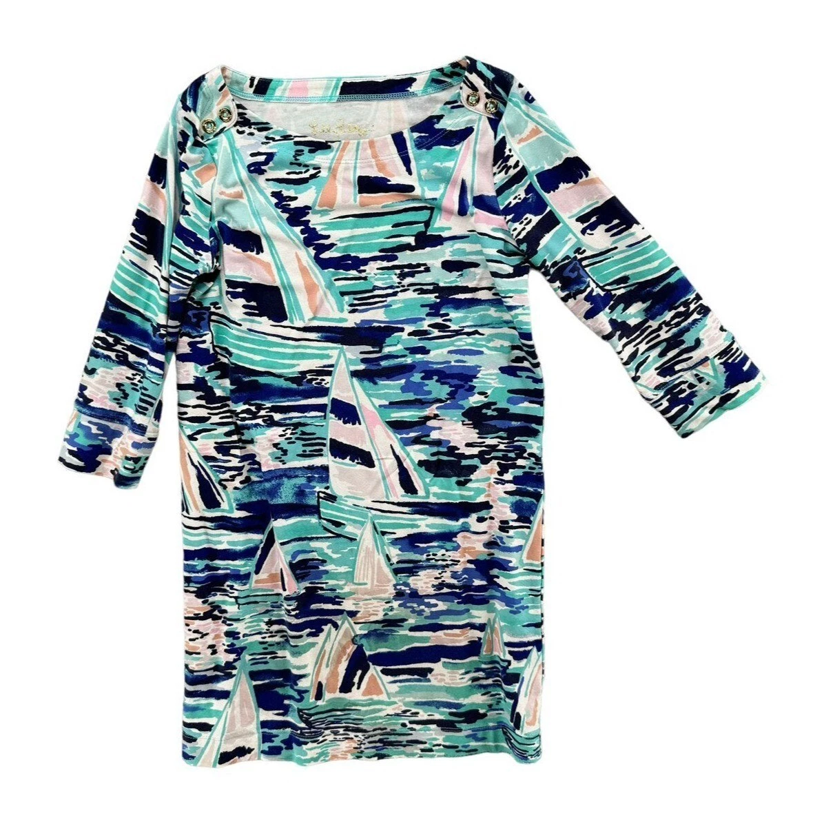 Robe Lilly Pulitzer Taille L Manches 3/4 Motif Voilier - été Décontracté