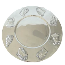 Holland Boone Polished Pewter Christmas Platter Serving Tray Centerpiece 16 inch