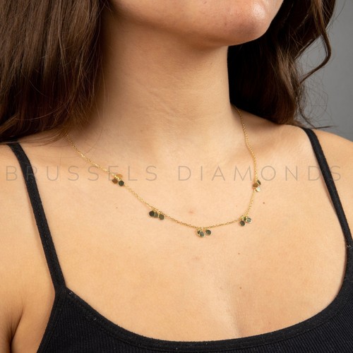 Solid 14k Yellow Gold Dangle Disc Charm Necklace Fine Jewelry Gift for Her - Picture 4 of 6