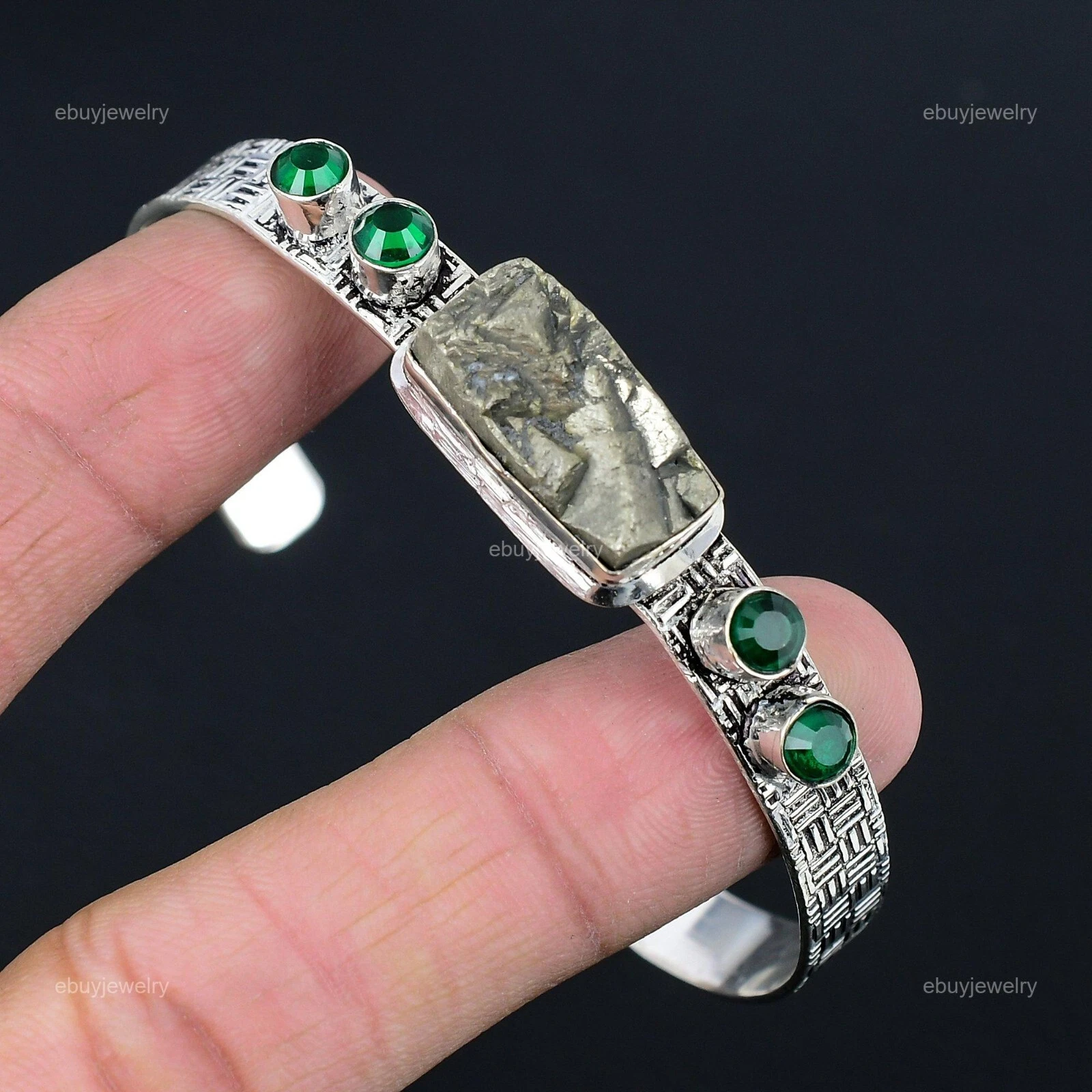 CHROME HEARTS Regalo Anniversario Per Lei Bracciale Druzy Pirite Naturale Regolabile Argento 925