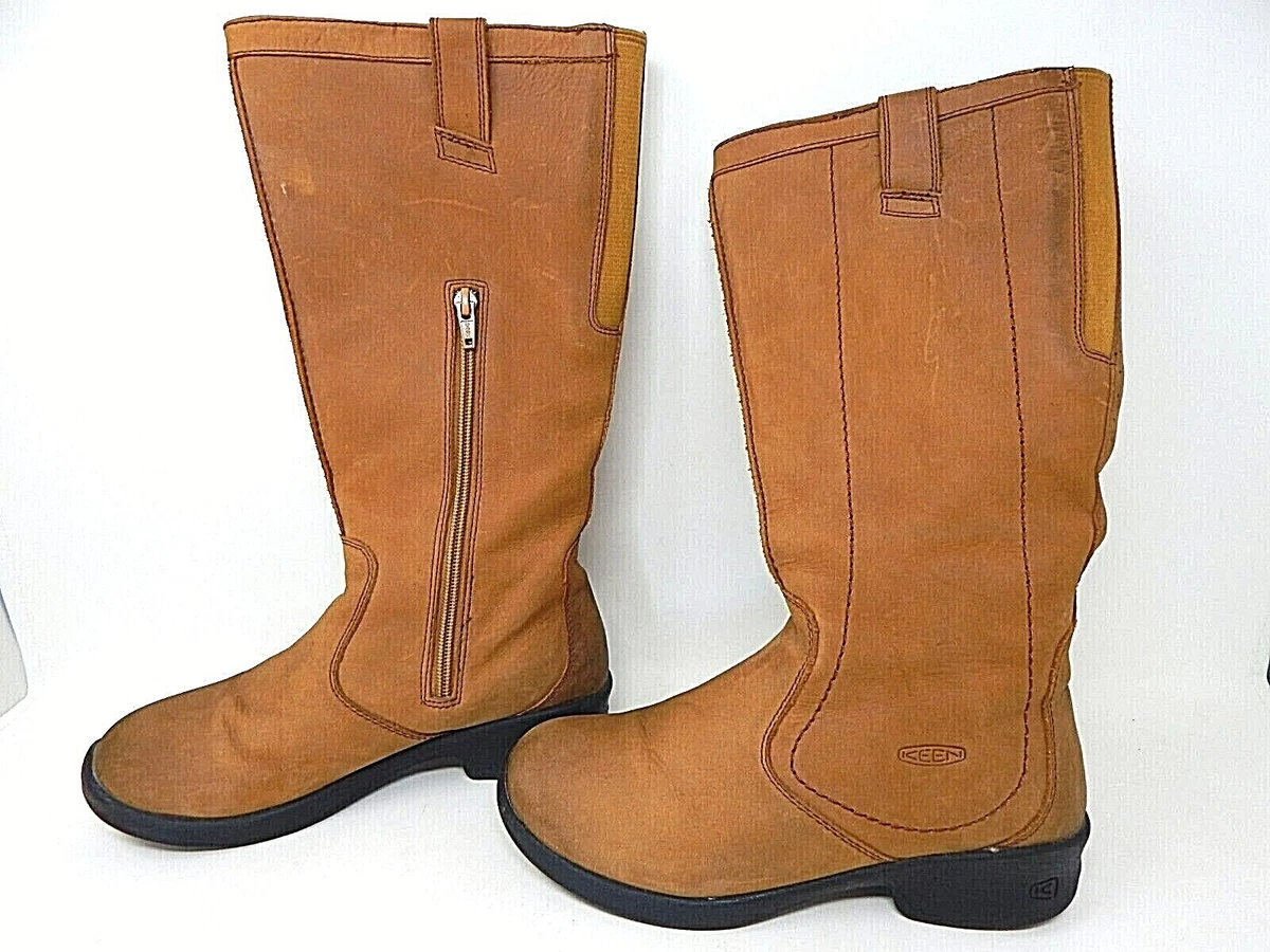 Beige top calf boots