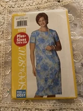 See and Sew BUTERICK 5523 Sewing Pattern Dress Size B 22W-24W-26W UNCUT FF