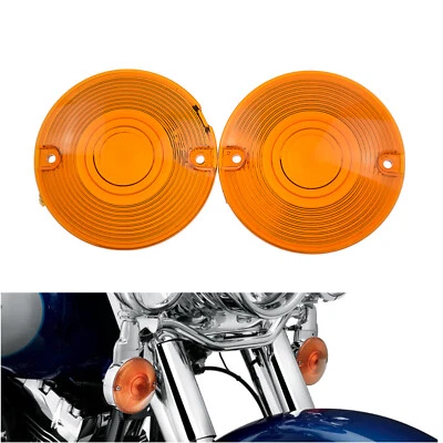 2 Pièce Ambre Plat Clignotant Lentille Couvrir Pour Harley Touring FLH 1986-2021 - Photo 1/4