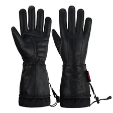 Women Gauntlet Snow Lined Ski Winter Motorcycle Gloves Waterproof Leather