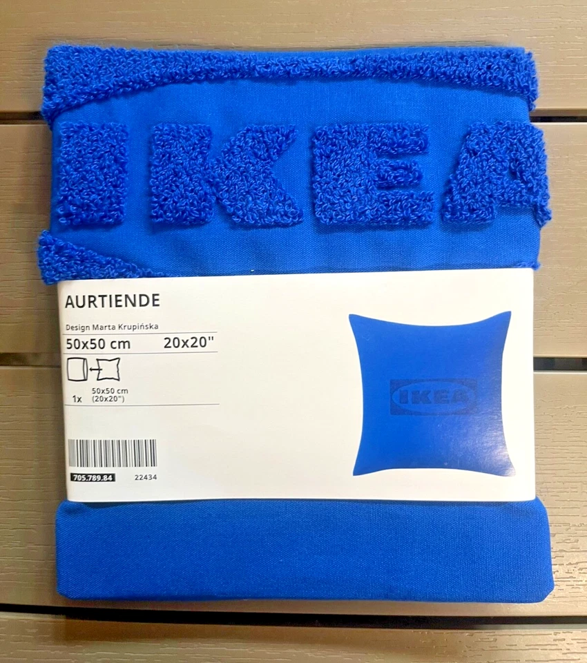 Housse de coussin IKEA AURTIENDE, bleu, 50x50 cm, 20x20" collection limitée - Photo 1/1