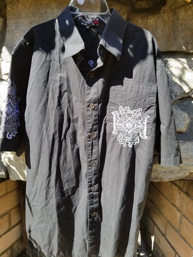 Royal Prestige Embroidered Men's Black Button Down Short Sleeve Shirt(xl) - Picture 1 of 7