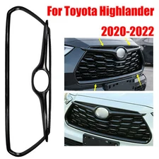 Fit 2020-2022 Toyota Highlander Pure Black Garnish Frame Front Grille Cover Trim