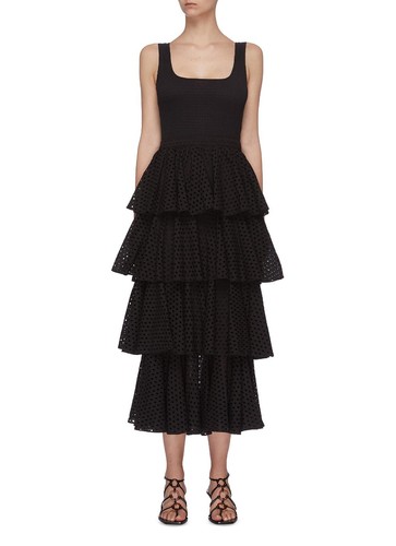 Rhode Resort Naomi Tiered Dress S Women Casual Sleeveless Smocked Midi NEW  30949 | eBay