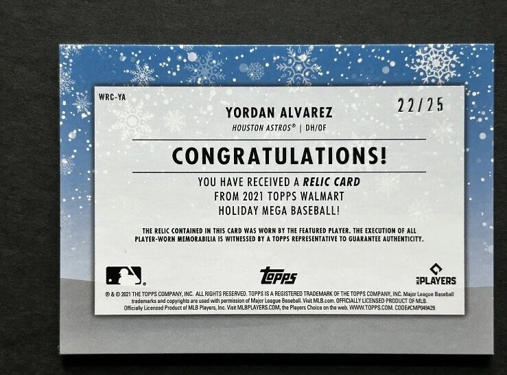 (#22/25) 2021 Topps holiday Yordan Alvarez patch Snowman #WRC-YA Houston Astros - Image 2 of 3