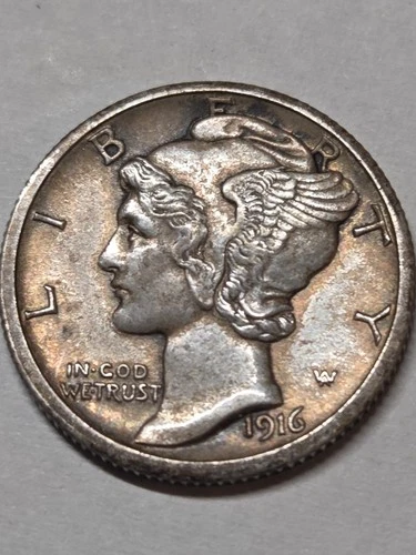 1916-S Mercury Dime - Nice Toned Uncirculated with FB!