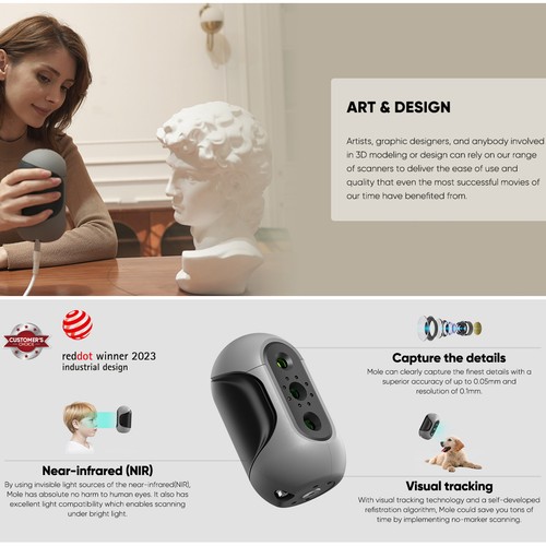 Escáner 3D 3DMakerpro Mole Premium Compatible con Win11/10/MacOS 11/12 F1T8 - Imagen 2 de 12