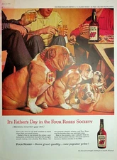Original 1959 Vintage Print Ad:  Ft. Bull Dog & Four Roses Society