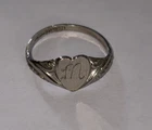 Vintage Sterling Silver Signet Heart Ring Monogrammed "M" Size 3.5 Child's Pinky