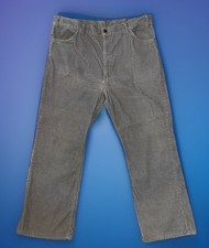 70s Levis 1646-1555 Corduroy Pants 42 X 30 Gray Bell Bottoms Talon 42 Zipper VTG