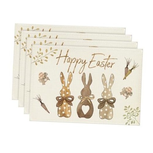 Artoid Mode Carrots Rabbit Bunny Happy Easter Placemats for Dining Table, 12 x
