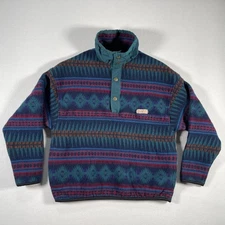 Vintage Pendleton Sweater Fits Small Blue Aztec Wool Snap Neck Pullover USA