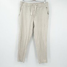 Zara Womens Casual Beachy Linen Blend Elastic Waist Pull On Pants Size XL Beige