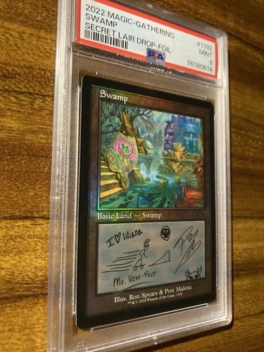 MTG✨SWAMP Retro Frame FOIL✨SLD - POST MALONE : The Lands PSA 9 Mint 2022 - Picture 3 of 11