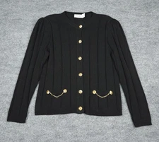Vintage Frankie Welch Of Virginia Cardigan Jacket Women's 8 Black Buttons WOW
