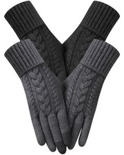 2 Pairs Winter Gloves for Women, Touch Screen Warm Thermal Knit Gloves for Co...