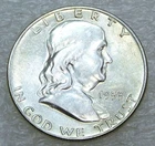 1953 D Franklin Half Dollar AU Frosty Bright Luster in saflip #S342