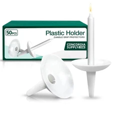 Candlelight Service Reusable Plastic Candle Holders for Candlesticks - 50 Pcs...