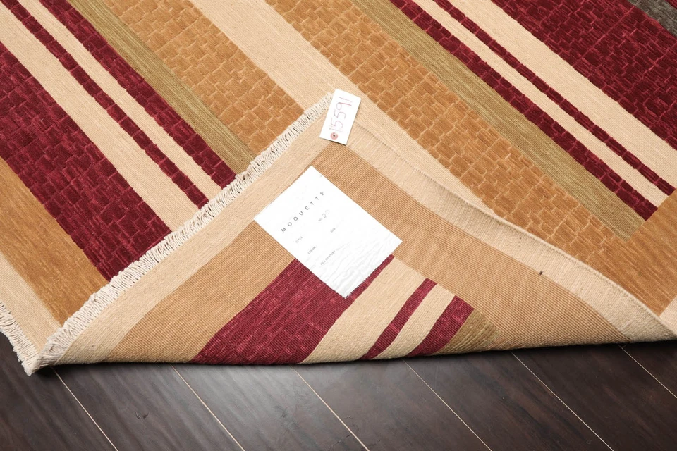 Hand Knotted 100% Wool Modern Oriental Area Rug Burgundy 8'10" x 11'10" - Image 4 of 4