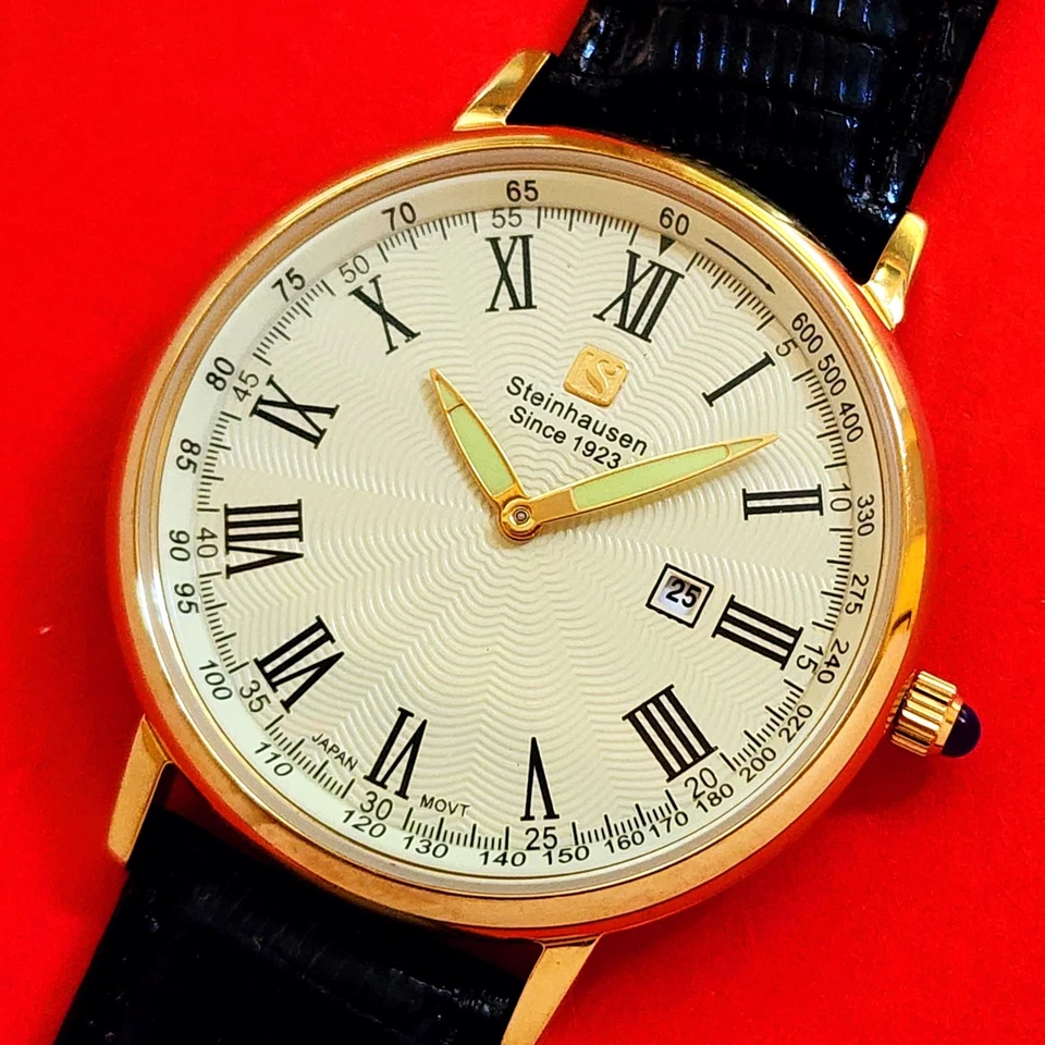 Steinhausen Classic Roman Numeral Black Dial Case & Leather Band TW483GCA - Image 2 of 4