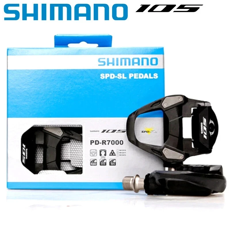 Pedales sin clip para bicicleta de carretera Shimano 105 PD-R7000 SPD-SL con tacos SH11 Foto 3 de 4