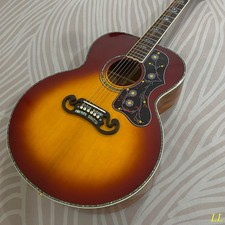 In Stock Cherry Burst J200 Hollow Acoustic Guitar multicoloured Abalone Inlay