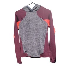 Under Armour ColdGear Womens XS Fitted Hoodie Maroon Grey Orange Thumbholes