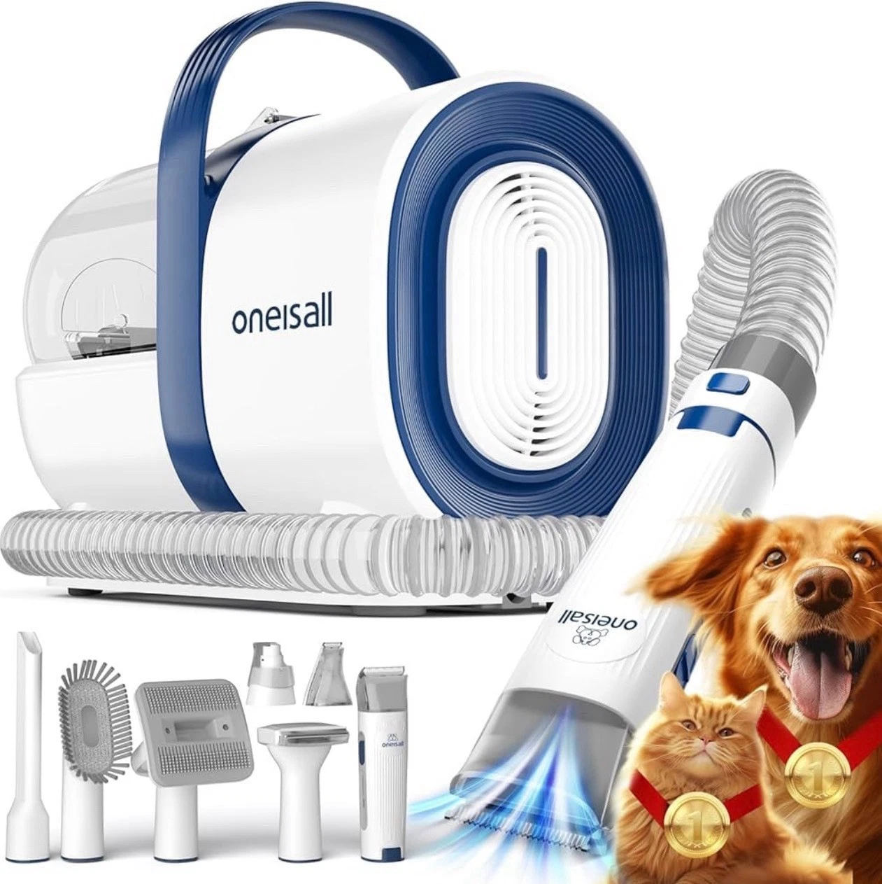Dog Grooming Vacuum, Pet Grooming Vacuum with Clipper Nail Grinder 1.5L 7 Tools