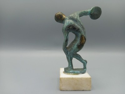 Vintage kleine Bronze Spelter Discolus Statue Diskuswerfer 9 cm
