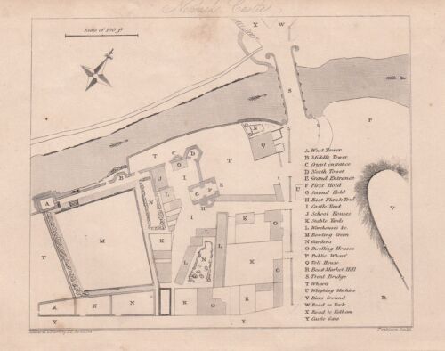 1840 VICTORIAN PRINT ~ PLAN OF NEWARK CASTLE ~ NOTTINGHAMSHIRE - Bild 1 von 1