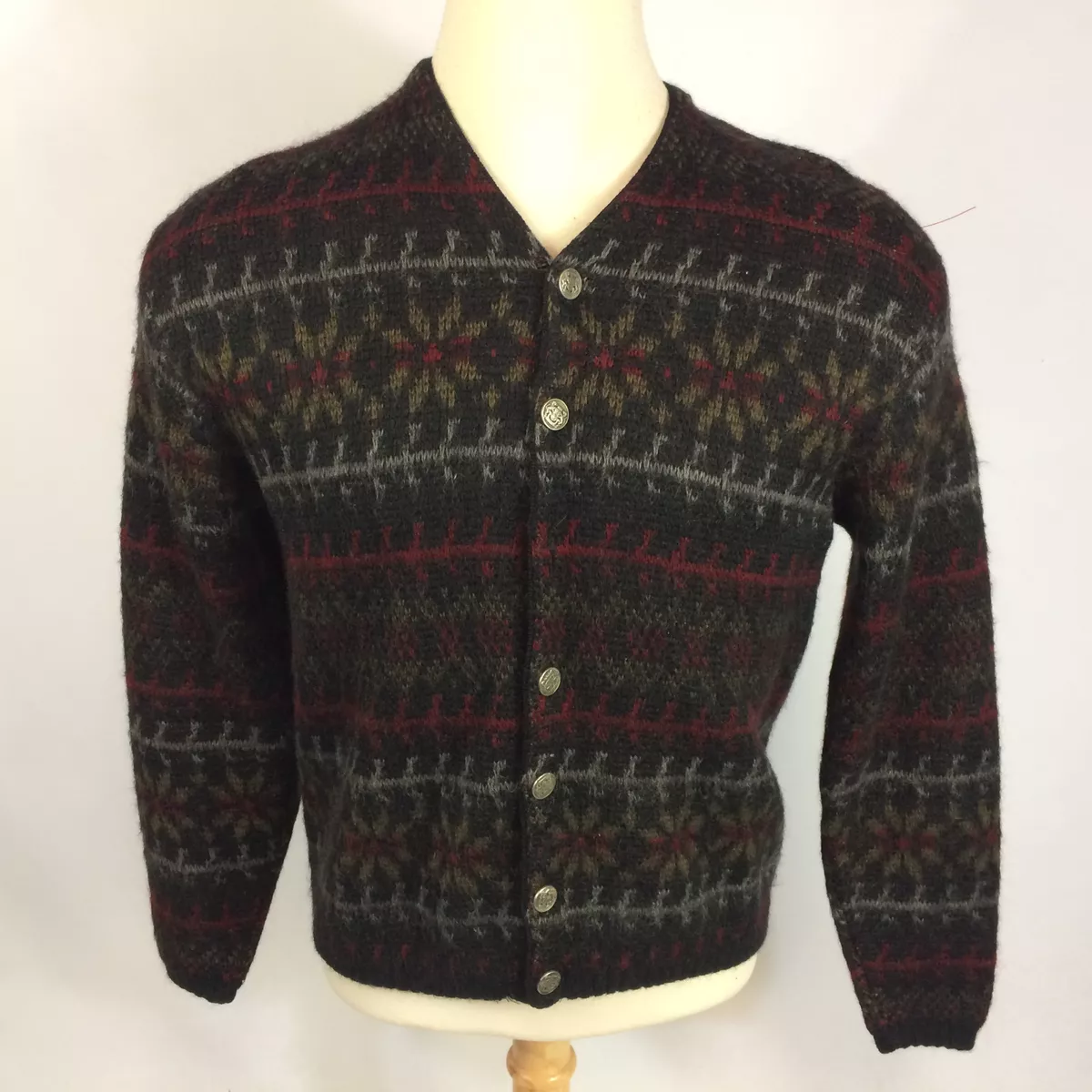 Vintage 50s 60s Jantzen Wool Mohair Cardigan Winter Snowflake
