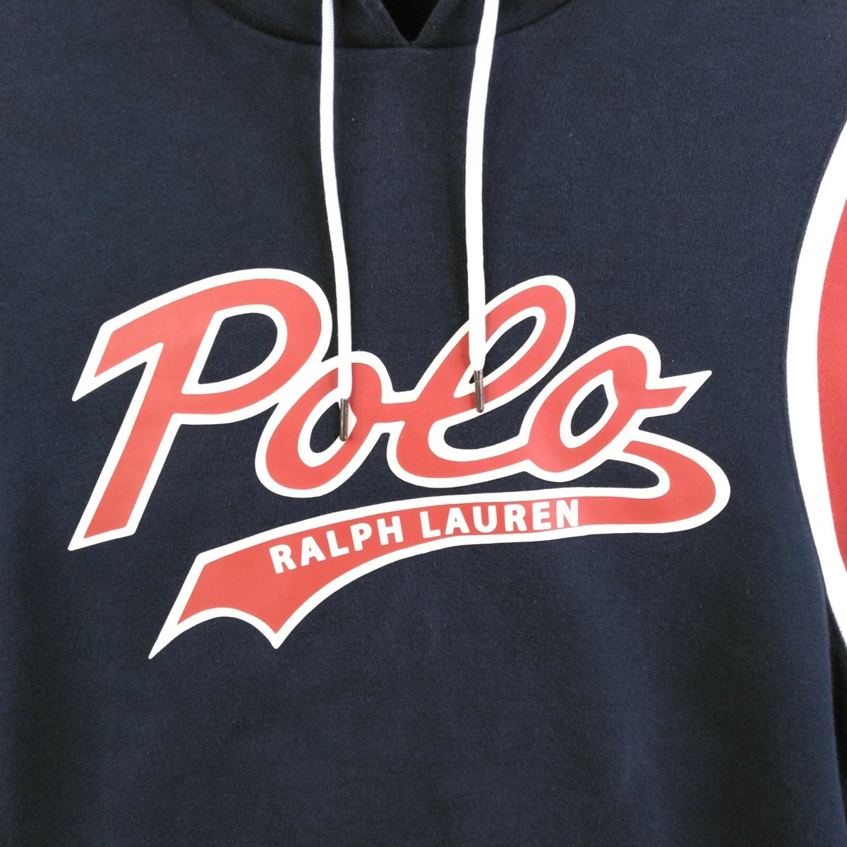 Polo Ralph Lauren Script Hoodie Size SP Navy Red Rings Stadium P
