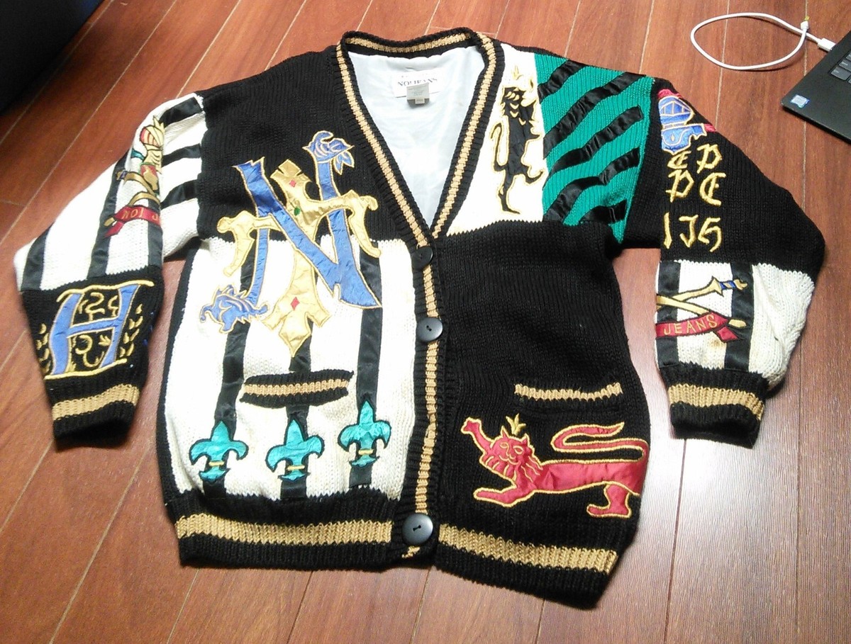 Vintage 80s 90s Women's Absolutely No Jeans Cardigan Royalty Crest