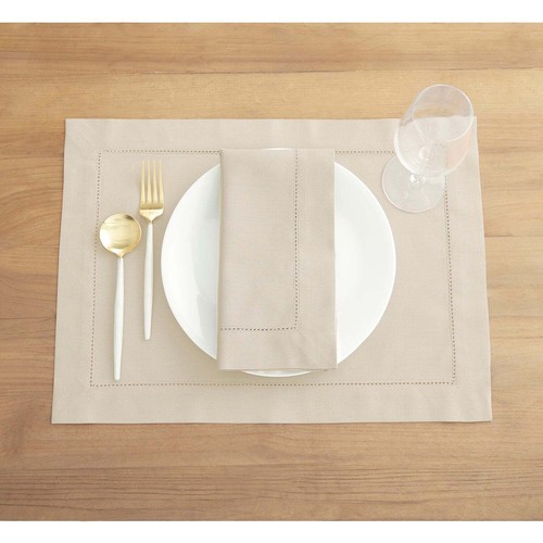 Solino Home Cotton Linen Hemstitch Dinner Napkins 20" for Summer Dining Set of 4 - Picture 23 of 99