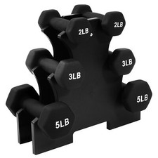 BalanceFrom 20lbs Neoprene Coated Dumbbell Set with Stand, Black Open Box 