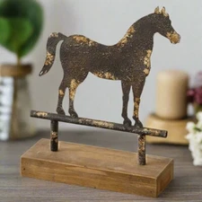 Primitive Farmhouse Vintage Look Rustic Horse on Stand