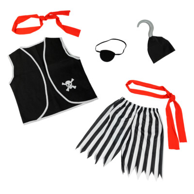 Boys Pirate Costume Accessories Set 6 Pcs - Child Halloween Birthday Party Kit
