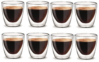 Doppelwandiger Isolierglas Thermobecher Becher 80 ml für Espresso Kaffee & Tee